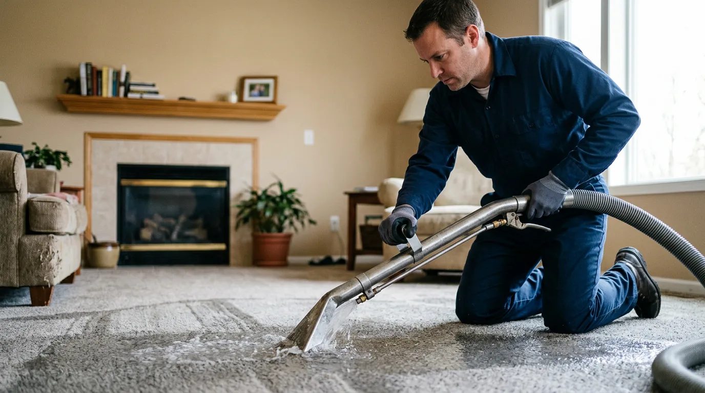 Water damage restoration technician working near Malone, TX